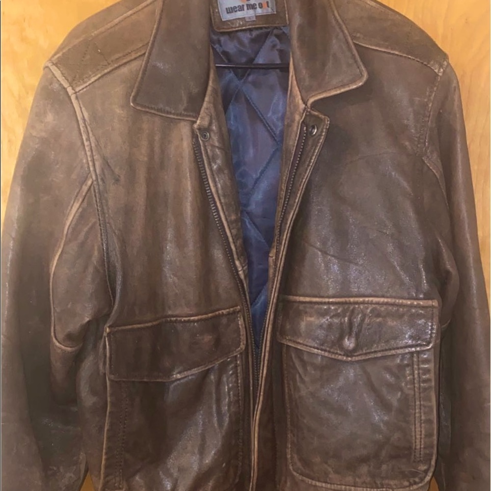 Mens bomber leather jacket size 42